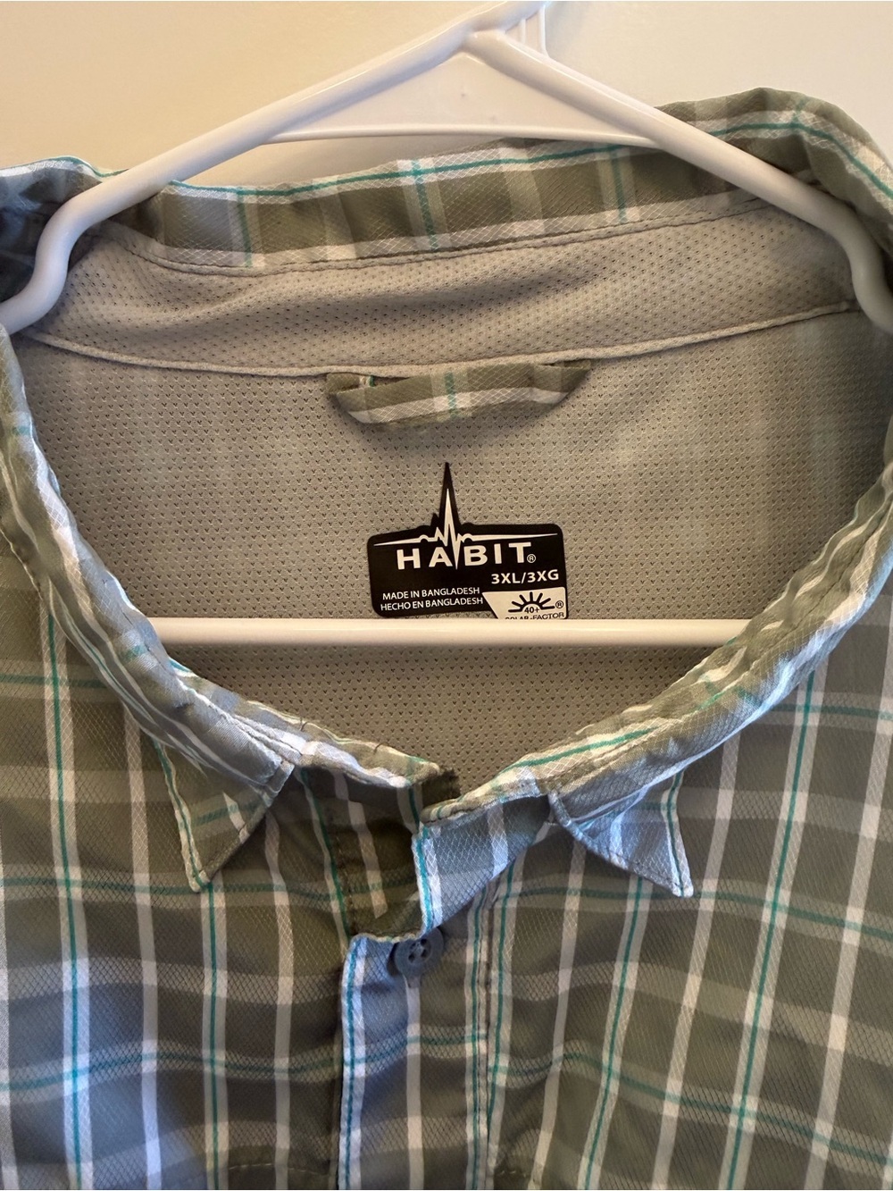 Habitat Men’s 3XL UPF 40+ Fishing Shirt Plaid Vented Outdoor Performance - Picture 3 of 11